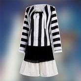 Lydia Deetz Dress Beetlejuice Lydia Black White Stripe Cosplay Costume Halloween Carnival Suit